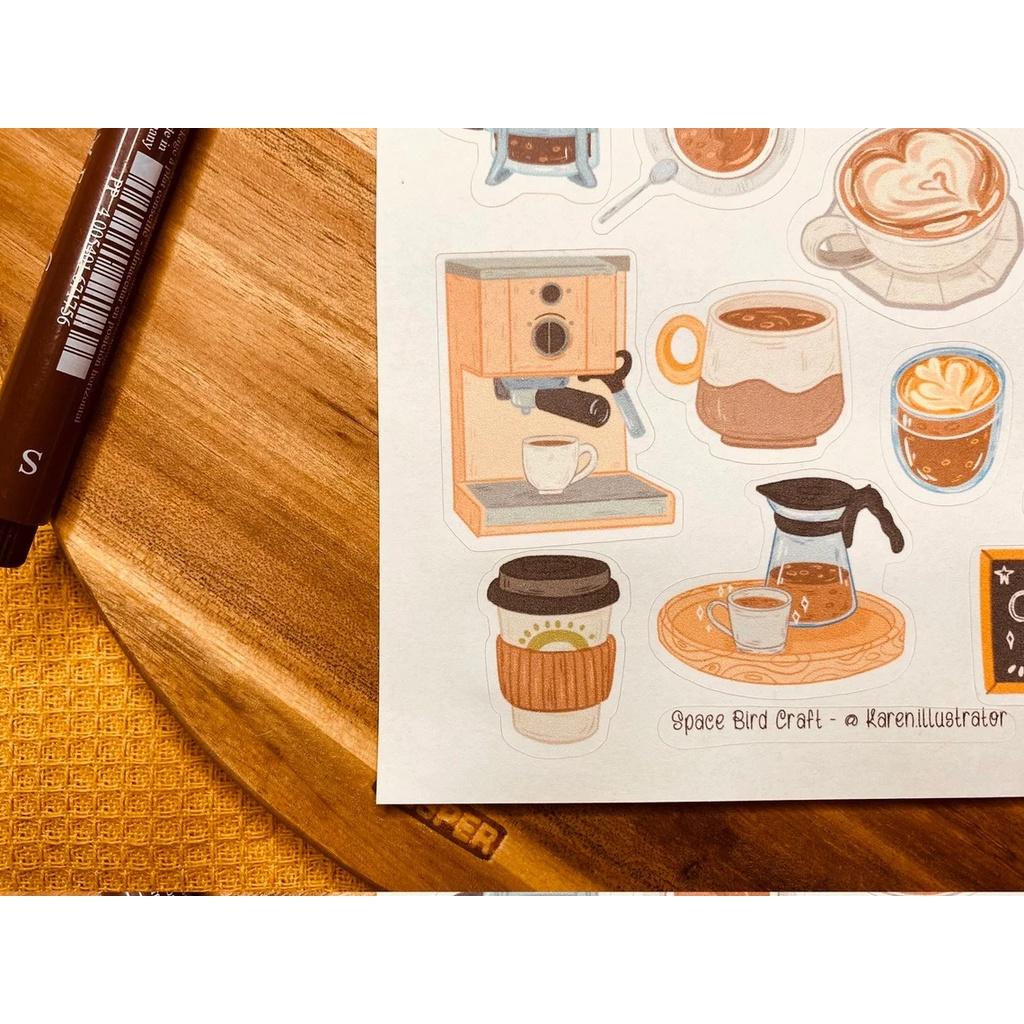 sticker sheet coffee house - chuyên dán, trang trí sổ nhật kí, sổ tay | Bullet journal sticker - unim001