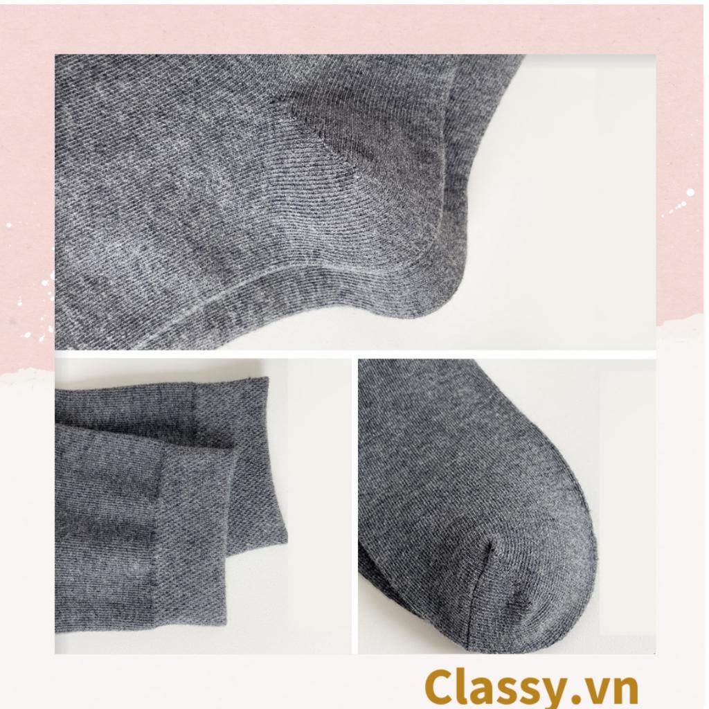 Tất cổ cao Classy,  vớ cổ cao chất liệu dệt kim, vải trơn 4 mùa màu basic G1405