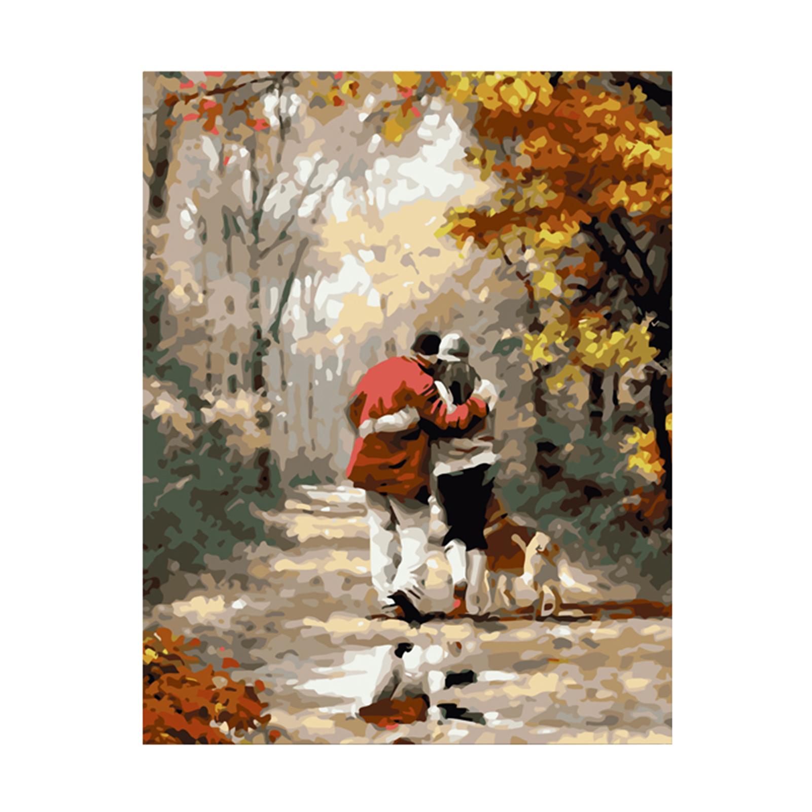 Bộ tranh sơn dầu 16 x 20 inch tự làm hình Đi bộ trong rừng dành cho người mới bắt đầu