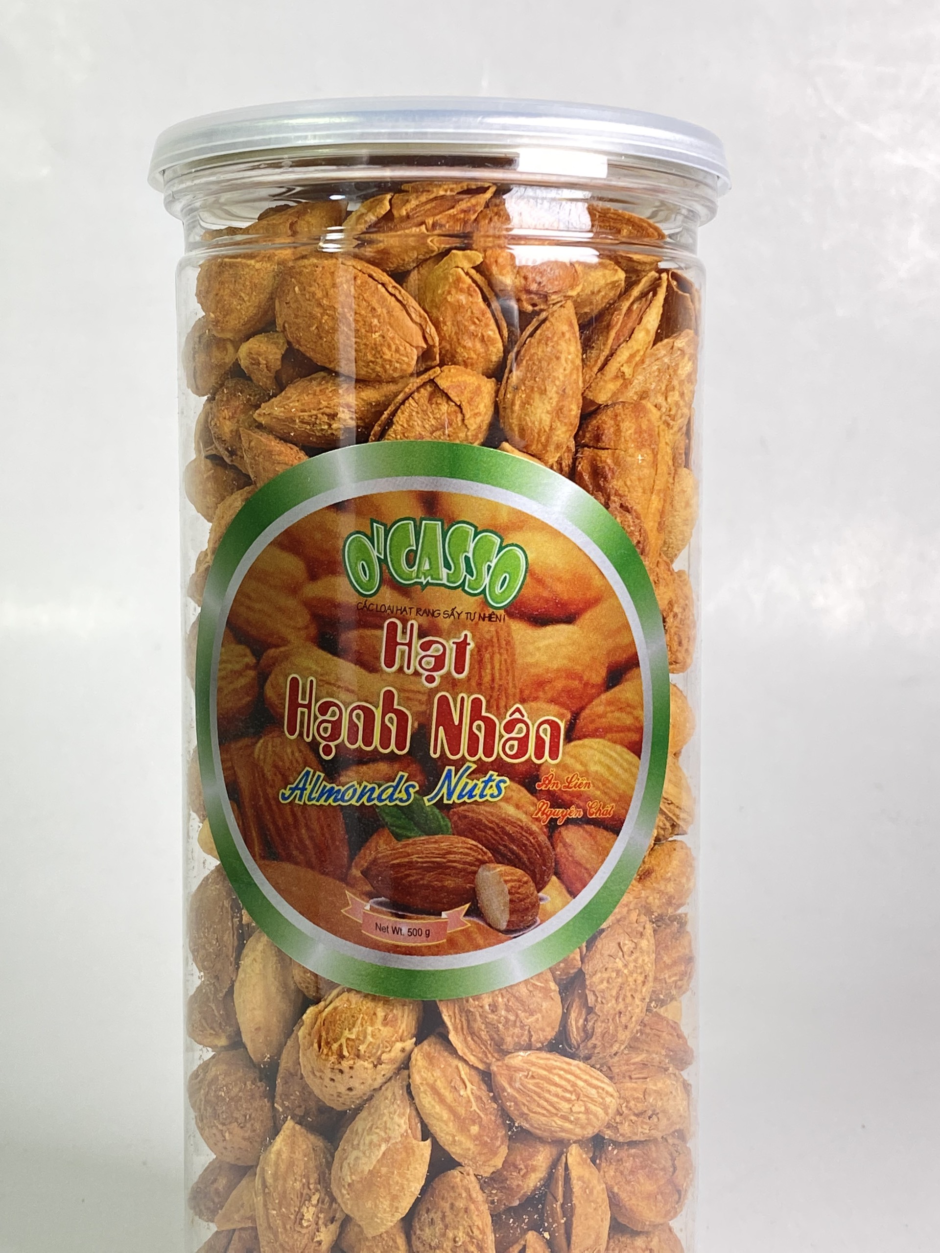 Hạt hạnh nhân rang bơ O'Casso Hộp 500g Nắp thiếc