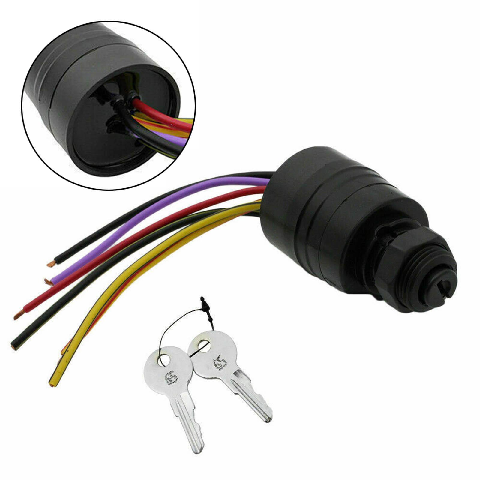 Ignition Key Switch, 3 Position Replacement 6 Wire Key Starter Switch Fit for Mercury Boat Part