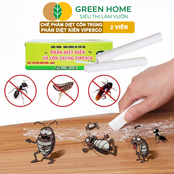 Phấn Diệt Kiến Và Côn Trùng Vipesco, GreenHome, Hộp 2 Viên, Diệt Trừ Kiến, Gián, Rận, Rệp, Bọ Chét