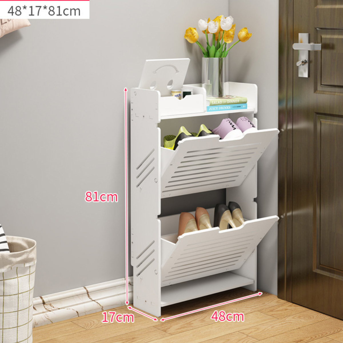 [GIÁ XƯỞNG] Tủ Giày Mini Lắp Ghép Thông Minh Chứa 4 Đến 6 Đôi Giày Dép 81*17*48, Tủ Giầy Trang Trí Hiện Đại Cánh Lật Chất Liệu Gỗ Nhựa Chống Nước An Toàn Thân Thiện Môi Trường_Lốc Xoáy