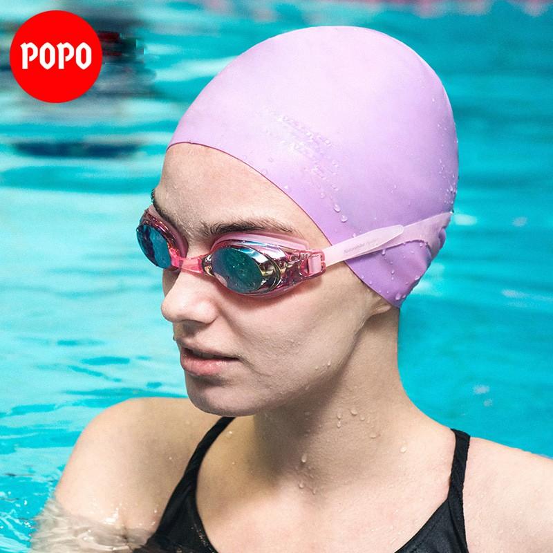 Mũ bơi người lớn silicone POPO CA31 cho nam, nữ trẻ em trên 6 tuổi ngăn nước