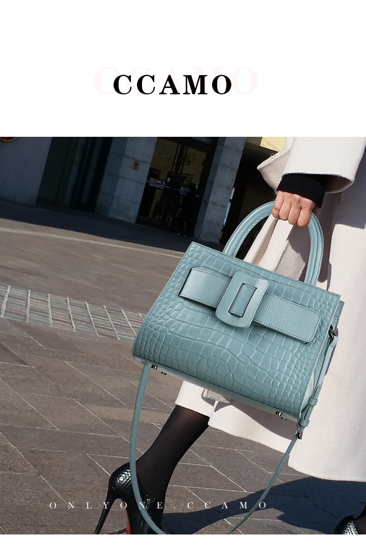 Túi Xách Nữ Da Bò Cao Cấp Có 2 Kiểu Dây Đeo Phong Cách Công Sở TXD037 - Màu Xanh Dương, Size 28cm