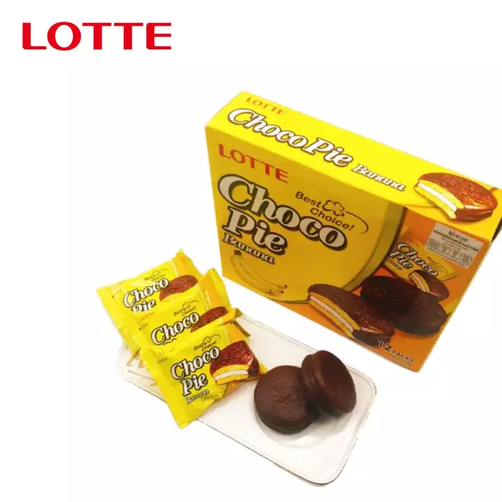Bánh Lotte Chocopie vị Chuối hộp 336 gr (12 bánh)