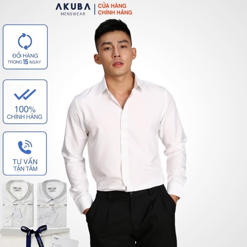 Áo Sơ Mi Tay Dài Nam Form Slimfit AKUBA  01AB2044 – TRANG,XL