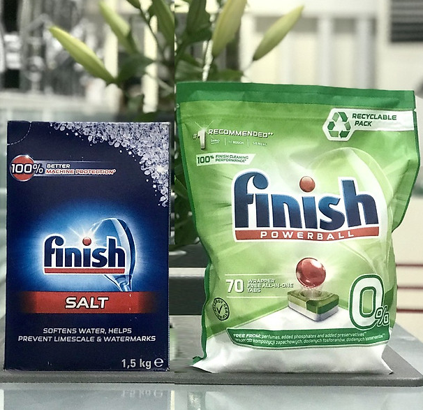 Combo Viên rửa bát Finish Hữu 70 Viên + Muối rửa bát Finish 1.5kg