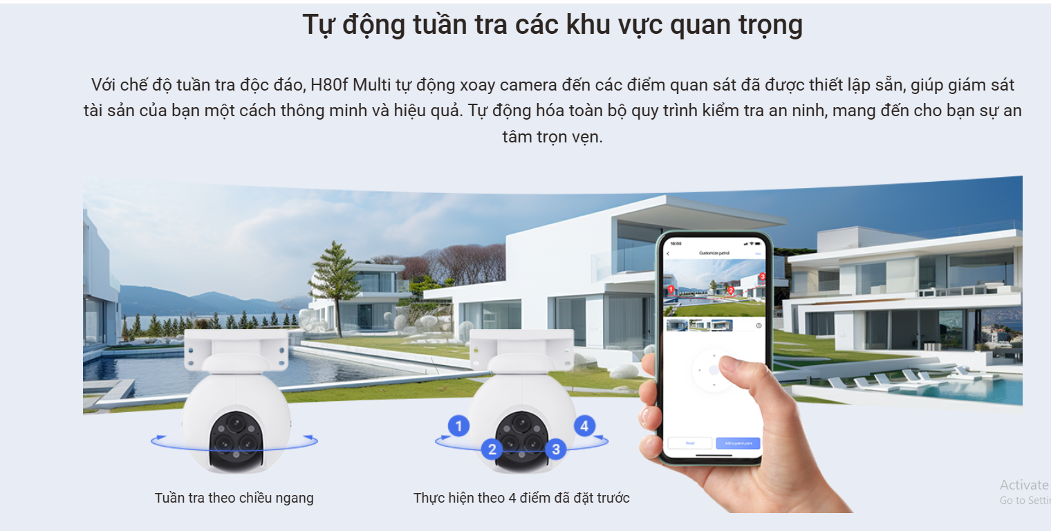 Camera WiFi EZVIZ H80F 3 ống kính 2K 4MP siêu nét cả ngày lẫn đêm, có màu đêm, AI phát hiện người - Hàng chính hãng