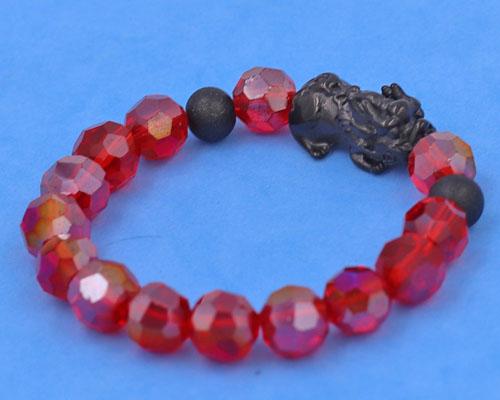 Vòng tay Pha Lê Cắt Giác Đỏ 10 ly mix Tỳ Hưu Inox 2 Bi VFLGOTHTRHB10 - Vòng tay thời trang phong thủy