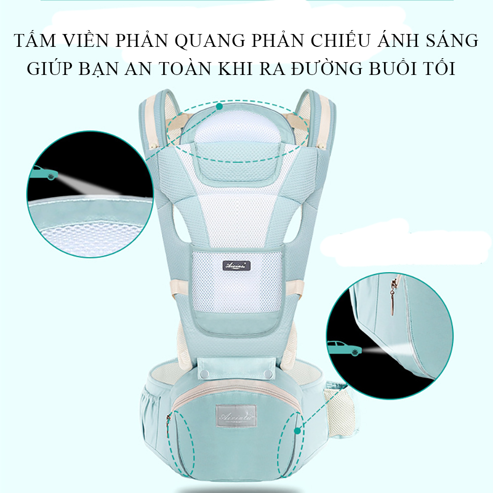 Địu em bé chống gù 6 tư thế đa năng chất liệu vải cotton mềm mại thoáng mát