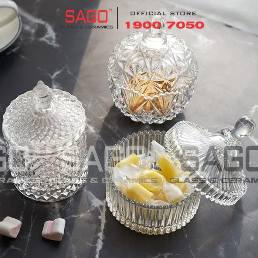 Thố Mứt Thủy Tinh Kim Cương Delisoga Đựng mứt
