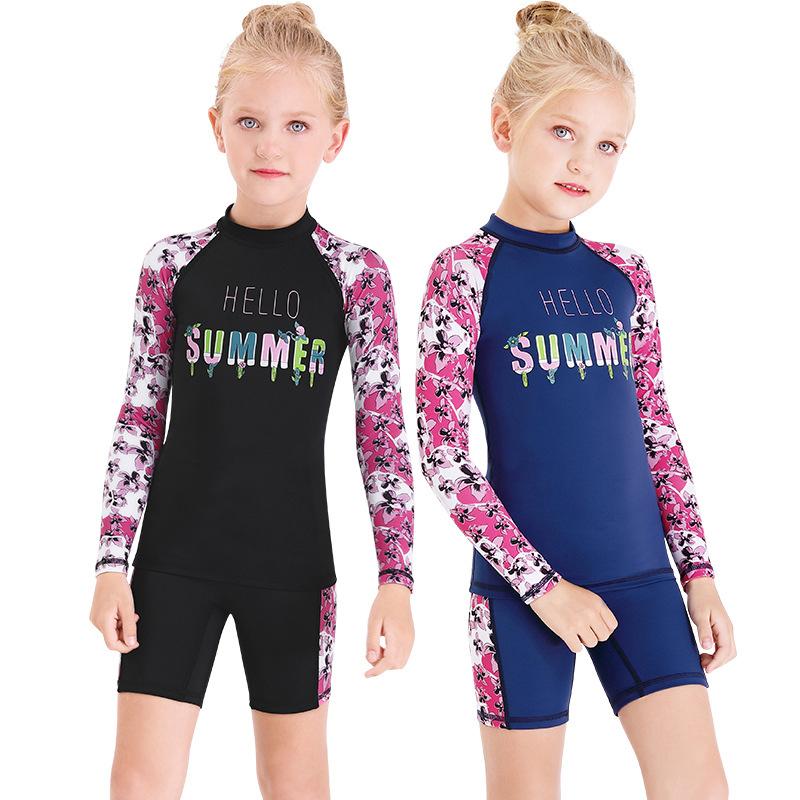 Quần Bơi Trẻ Em Và Bơi Bộ Dài Tay Thể Thao Đồ Bơi Trẻ Em Bé Trai Gái UPF50 Chống Tia UV Nhanh Khô Bãi Biển Tắm phù Hợp Với