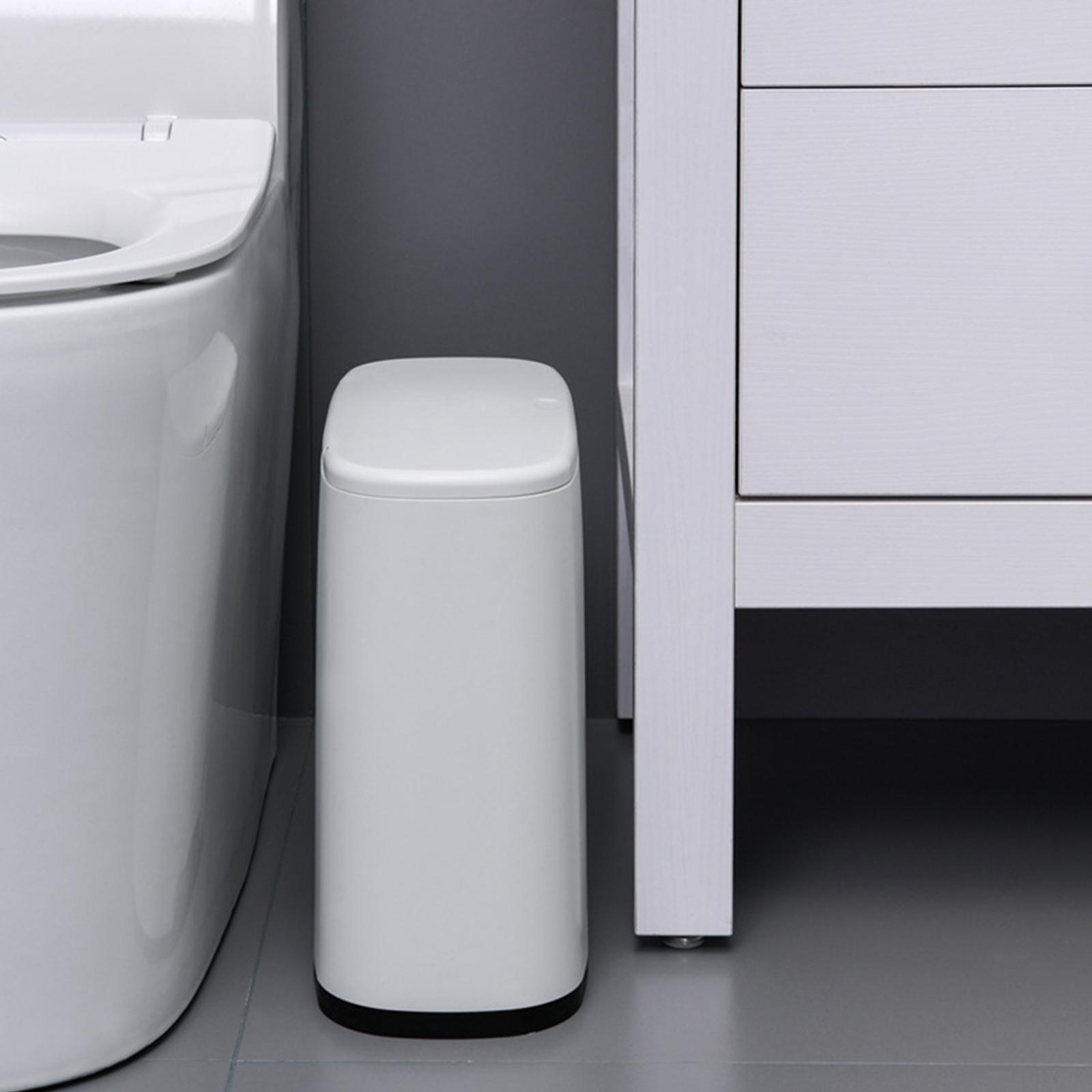 Narrow Trash Can Garbage Container Dustbin Bucket with Bag Storage Groove Trash