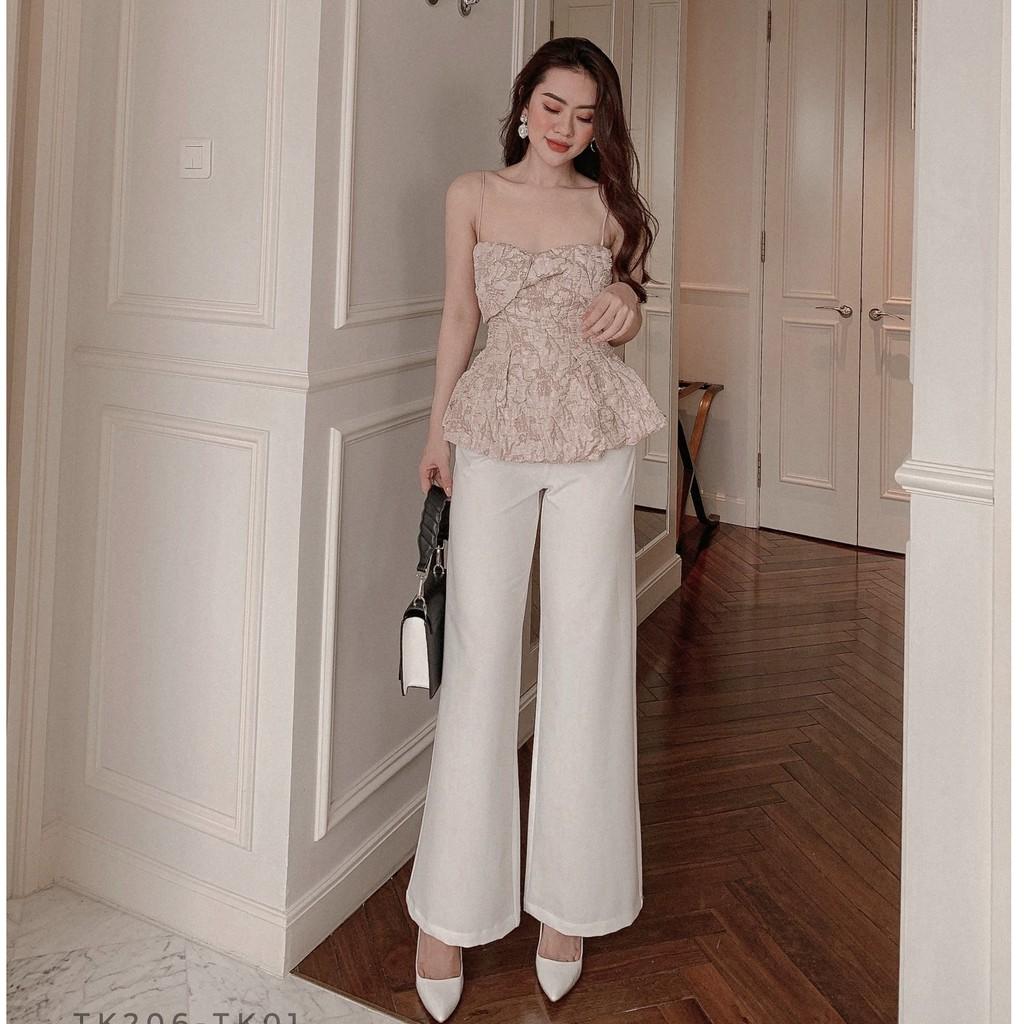 Áo peplum 2 dây nơ to xoắn ngực