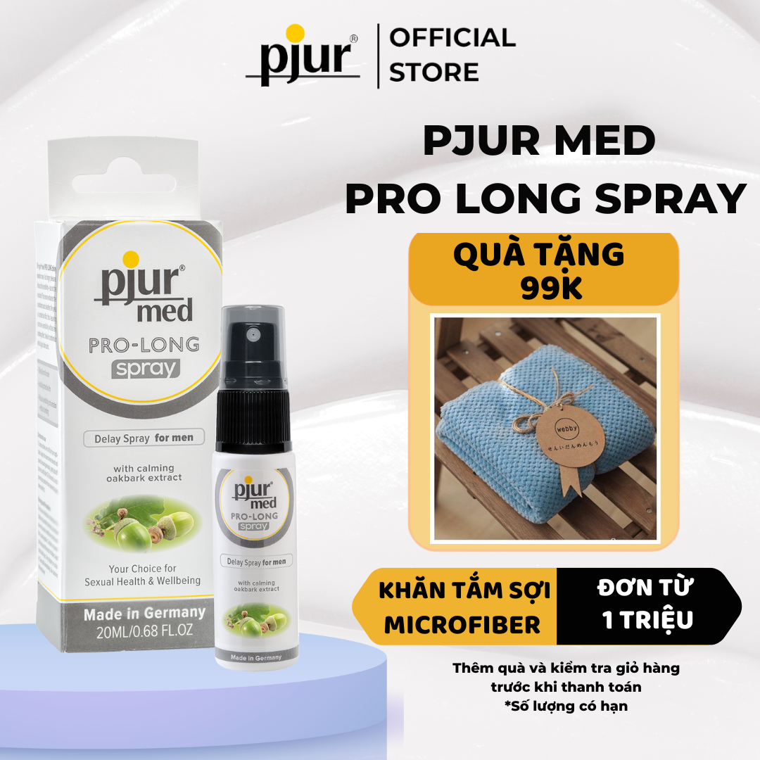 Xịt chống xuất tinh sớm, kéo dài quan hệ cho nam giới Pjur Med Pro-Long Chai 20ml, xịt kéo dài thời gian quan hệ lành tính an toàn chiết xuất provitamin B5 từ vỏ cây sồi dưỡng da