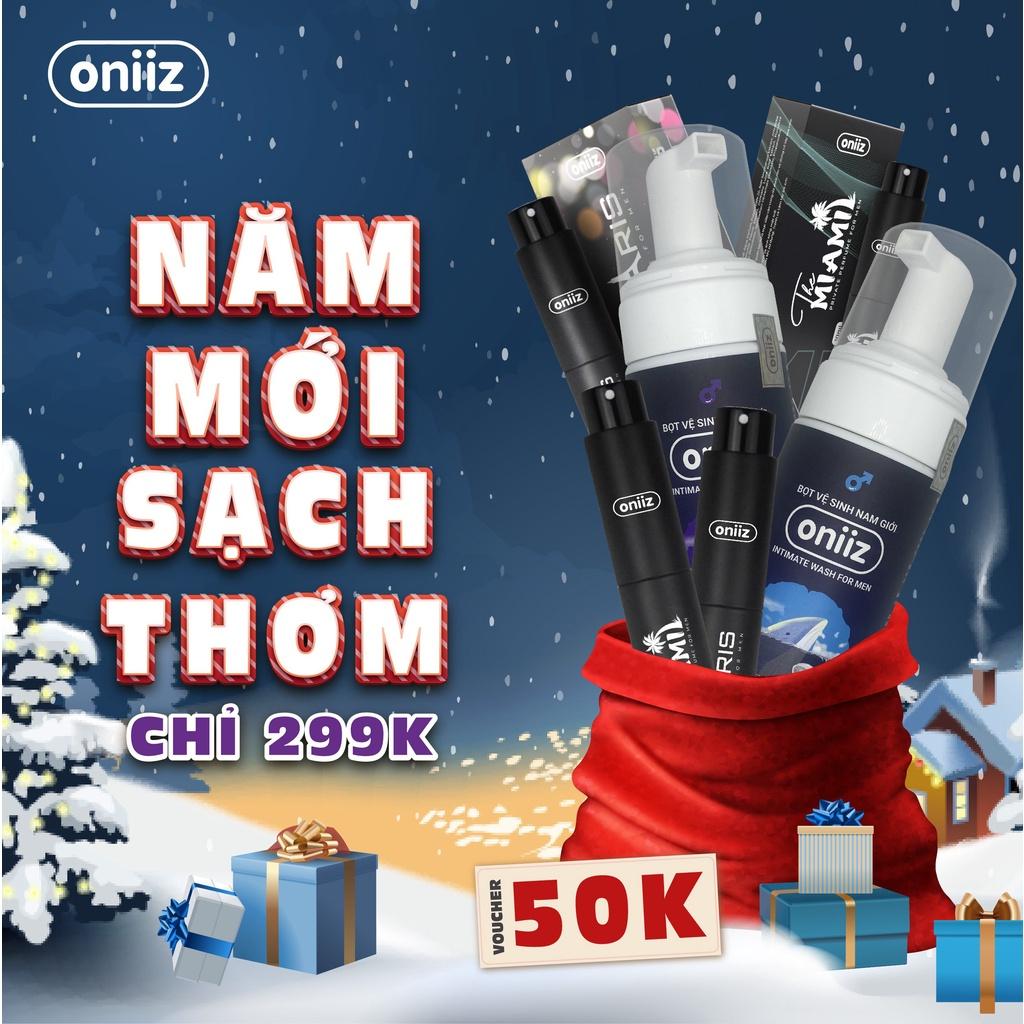 Combo hoàn hảo Oniiz - Bọt vệ sinh nam giới dung dịch tạo bọt mịn 100ml &amp; Nước hoa nam giới THE PARIS &amp; THE MIAMI 10ml