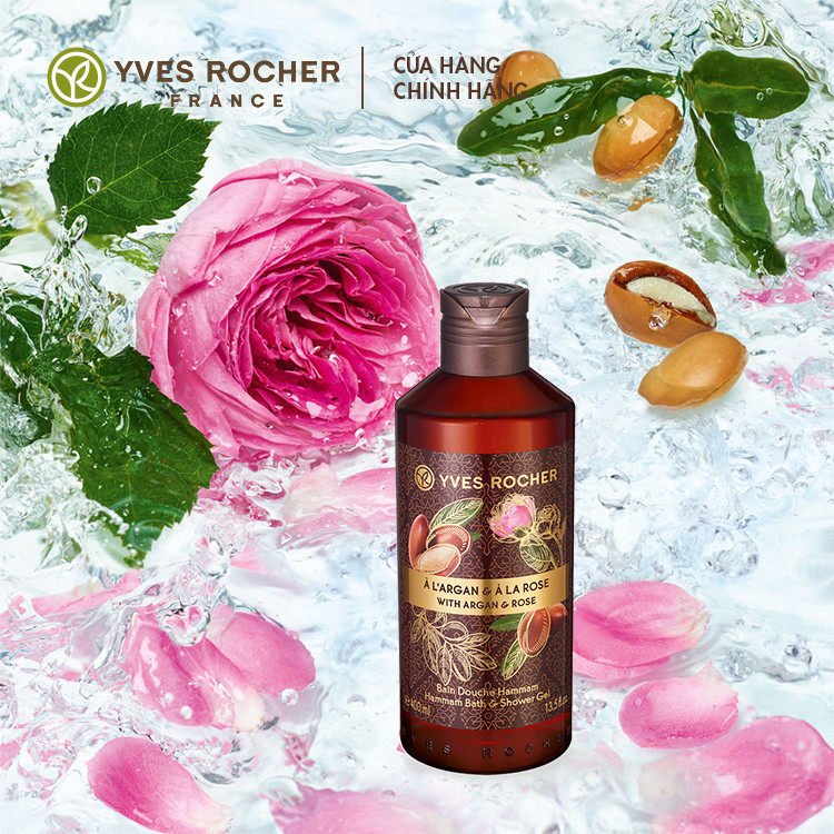 Gel Tắm Yves Rocher Argan Rose Peals Bath And Shower Gel