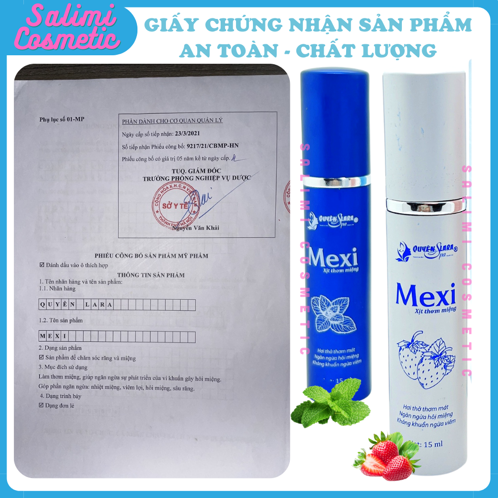 Xịt Thơm Miệng MEXI Quyên Lara - Giúp Hơi Thở Thơm Mát, Hết Hôi Miệng, Giảm Tình Trạng Viêm Lợi, Viêm Chân Răng, Dung Tích 15ml