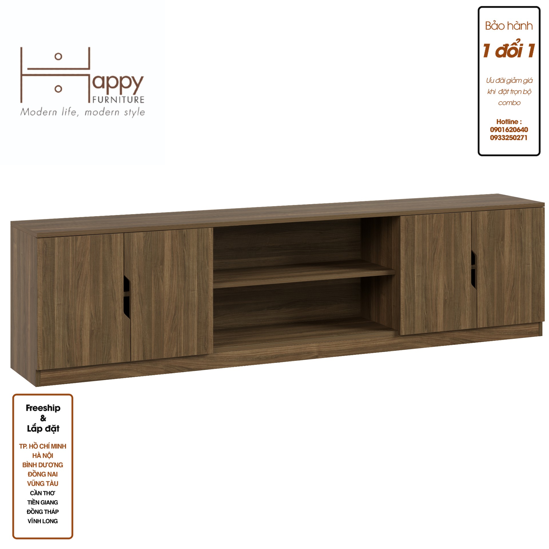 [Happy Home Furniture] DASH, Kệ Tivi 6 ngăn, 210cm x 35cm x 54cm ( DxRxC)   , KTV_006