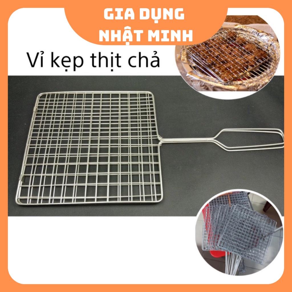 Vỉ Nướng Inox Kẹp Nướng Chả Thịt Cá