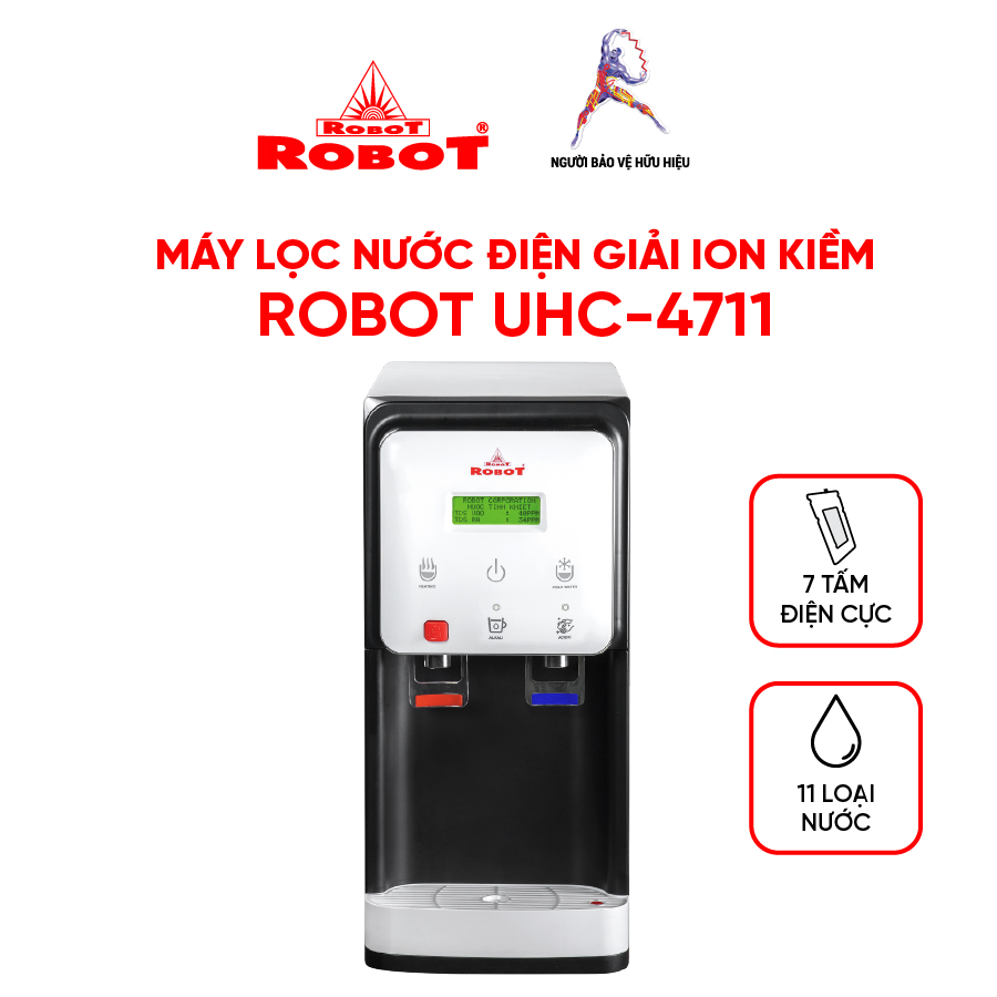 Máy Lọc Nước Điện Giải Ion Kiềm ROBOT UHC- 4711 Chế Độ Nóng, Nguội, Lạnh - Hàng Chính Hãng