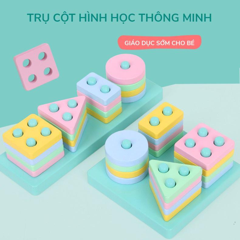 Đồ Chơi Thả Hình Khối 4 Trụ - Đồ chơi gỗ thông minh