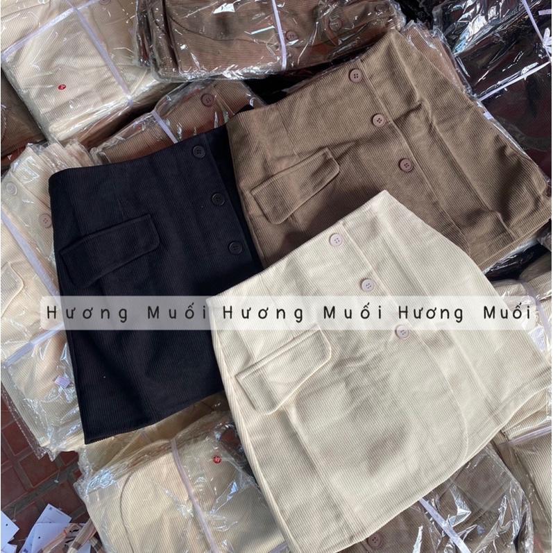 Chân váy tăm vạt chéo 3 cúc - có quần trong