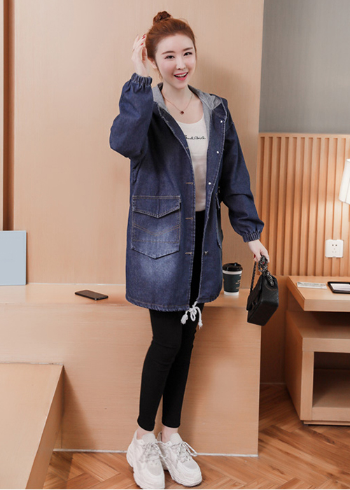 [THIẾT KẾ CHUẨN SHOP] Áo Khoác Jean,Áo Khoác Bò Nữ Form Dài In Hình