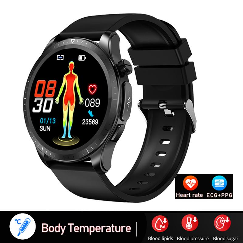 2023 MỚI GLEMEN GLUCOSE MONITY Sức khỏe Đồng hồ thông minh nam giới ECG PPG huyết áp nhiệt kế IP68 Thể thao chống nước smartwatch
