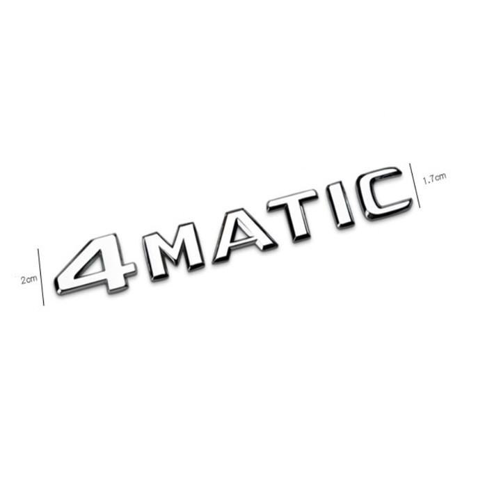 Tem, Decal logo inox 3D chữ nổi 4 MATIC dán xe đuôi ô tô, xe hơi G30209
