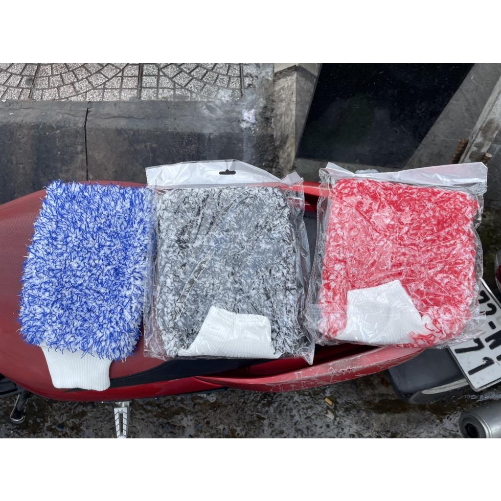 Bao Tay Rửa Xe Siêu Sợi Microfiber Mềm Mịn Giữ Và Tạo Bọt Tốt
