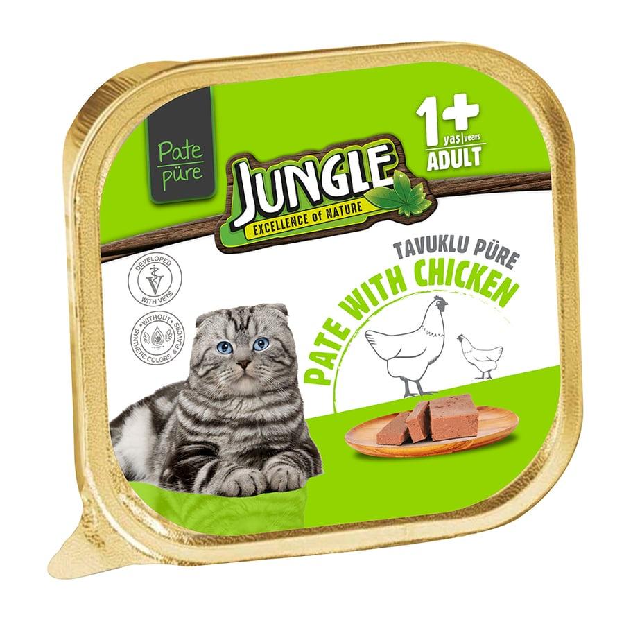 Pate Vị Gà Cho Mèo Trưởng Thành Jungle Adult Cat Chicken Paste Hộp 100g - Xuất Xứ Pháp