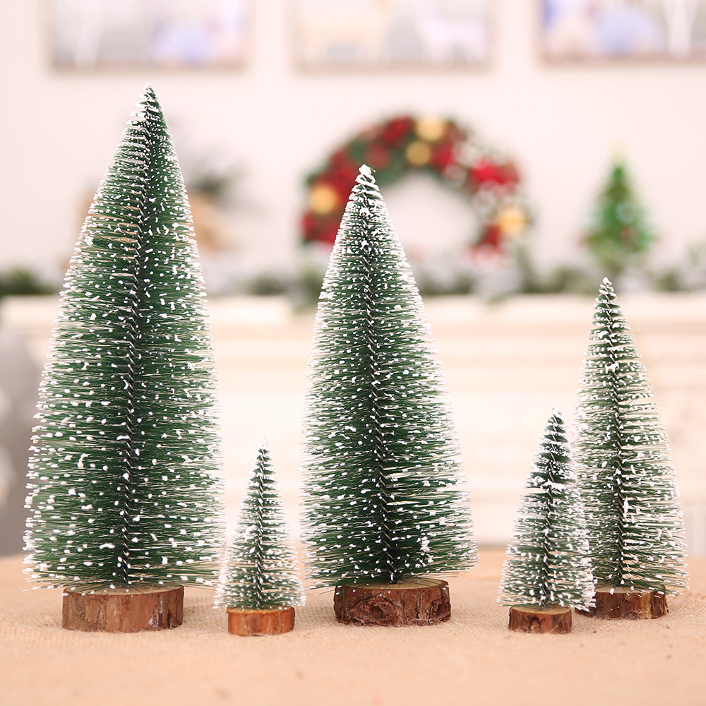 Bộ 5 cây thông mini phủ tuyết tặng dàn nháy nhỏ Christmas tree trang trí Noel 2020