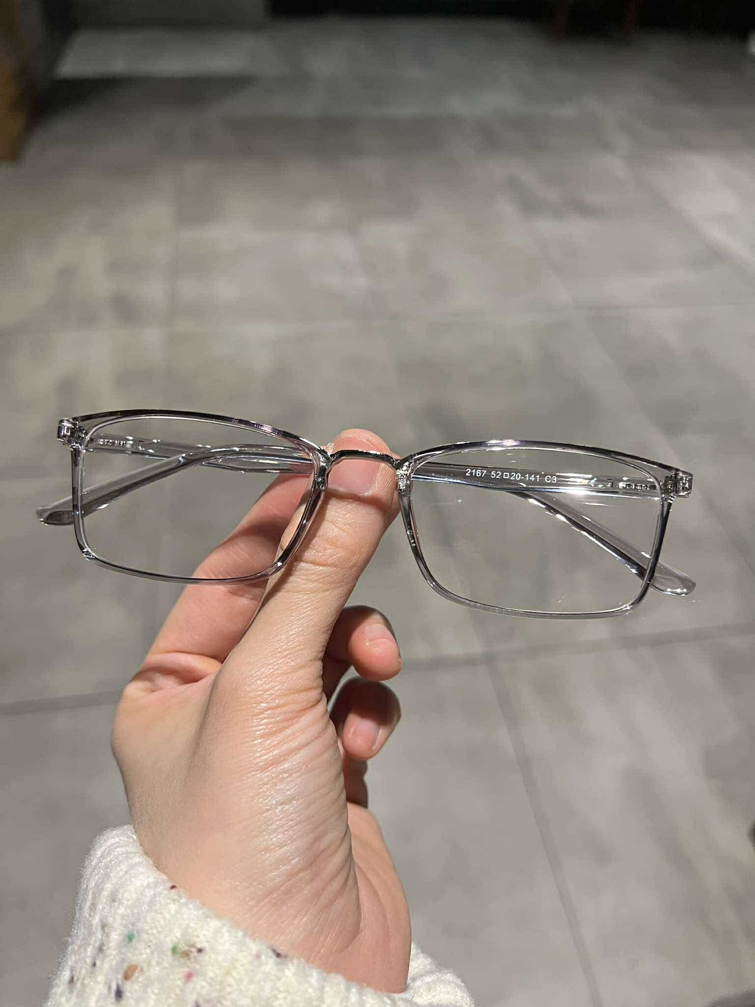 Kính gọng Mắt vuông form nhỏ trong suốt