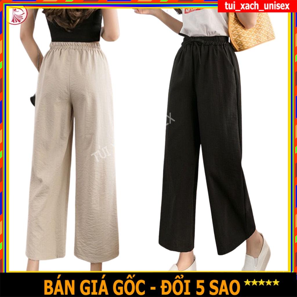 ️ GIÁ SỈ - LOẠI TỐT ️ Quần đũi ống rộng nữ lưng chun Màu Đen Trắng Kem VÀ RUỐT - Ống dài 80cm lên dáng suông đứng M01