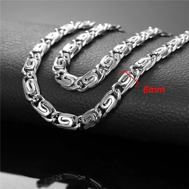 Dây chuyền nam titan cao cấp thời trang thép không gỉ xoắn ốc cỡ inox wakaha,vn cỡ 6mm PTDCNA156