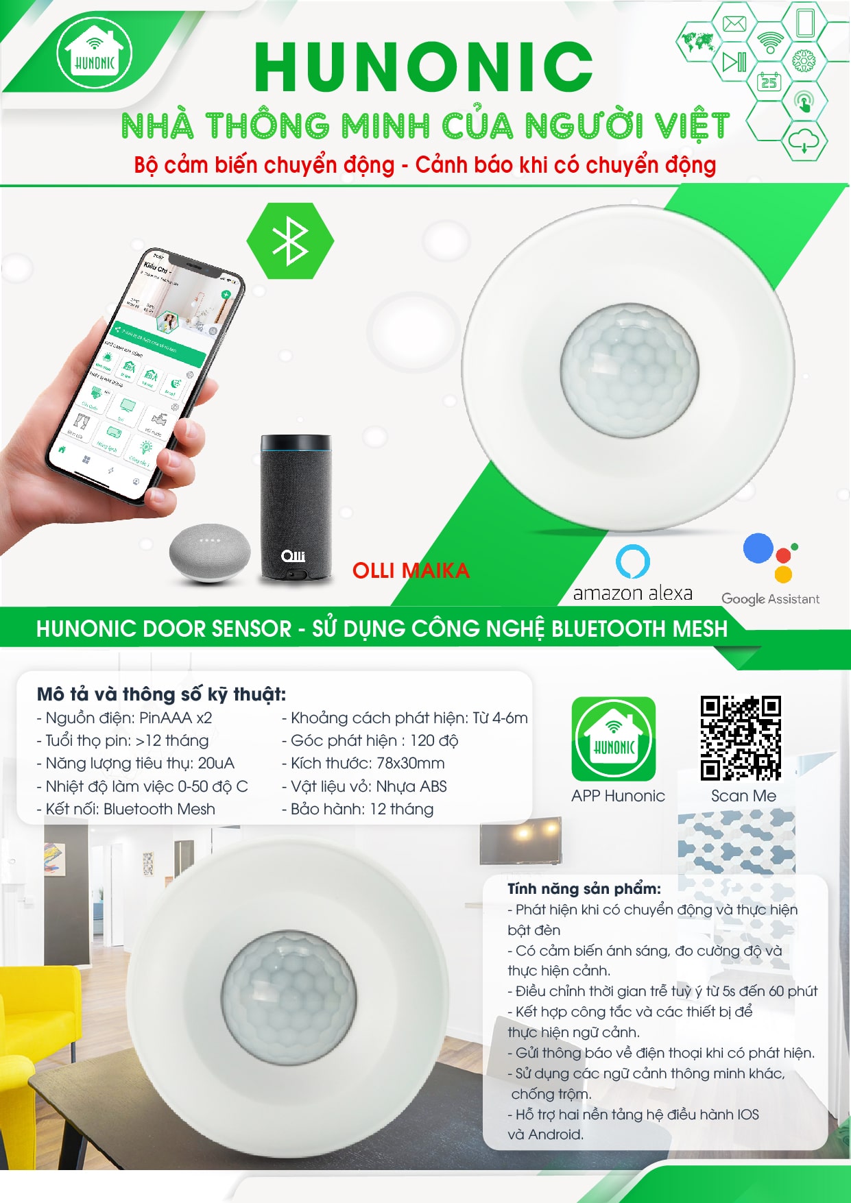 Bộ Cảm Biến Chuyển Động Hunonic Pir Sensor