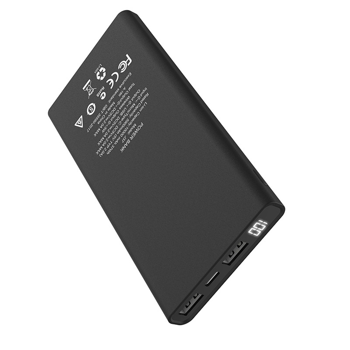 Pin Sạc Dự Phòng Hoco J37 10000mAh Kiêm Sạc Không Dây- 2 Cổng USB Hỗ Trợ Sạc Nhanh + Tặng Đèn Led  Chiếu Sáng Nhiều Màu - Chính Hãng