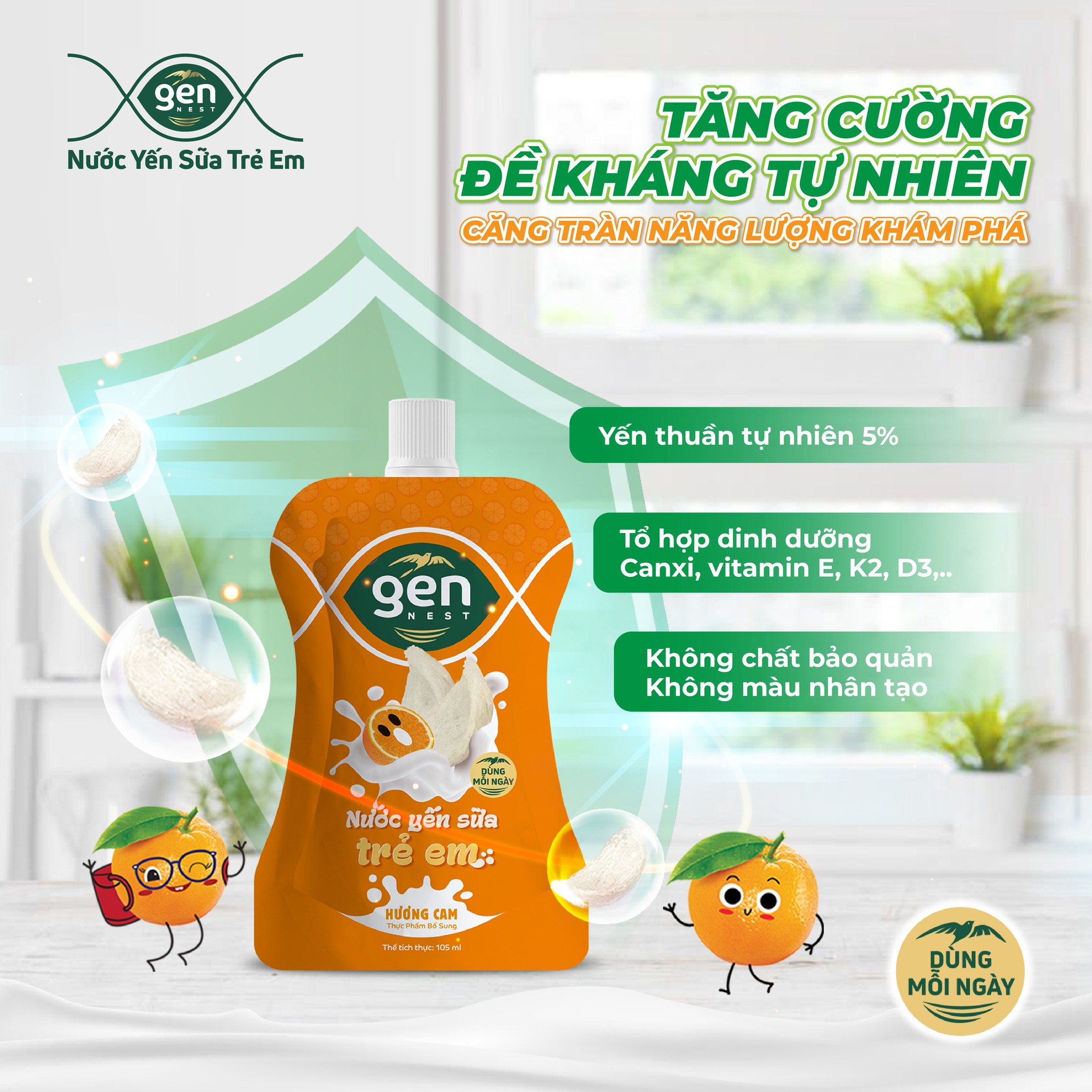 Nước Yến Sữa Gennest vị trái cây (1 túi x 105ml)