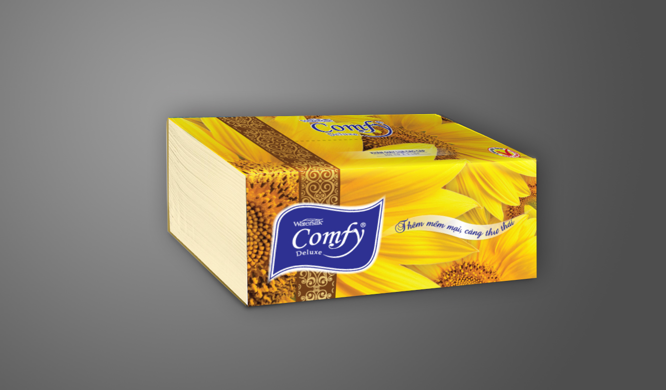 Khăn giấy ăn cao cấp COMFY Deluxe 250 tờ/gói, 2 lớp dai mịn - 100% Bột giấy nguyên sinh - Hàng chính hãng.