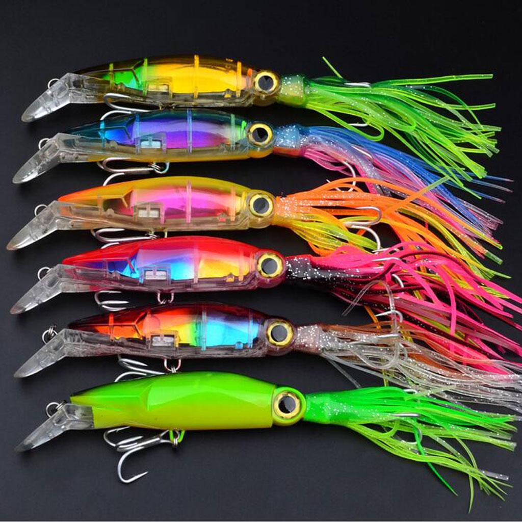 2Pcs Squid Jig Fishing Tackle Baits Hook Tuna Marlin Trolling Skirt Lures, 2 Colors