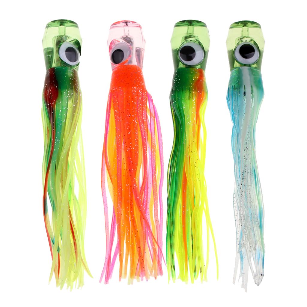 4x Soft Squid Fishing Lure Skirt Lure Trolling Lure Head Lures Fishing