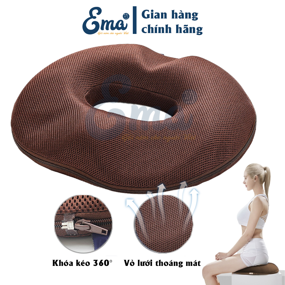 Bộ gối tựa lưng và đệm lót ghế chống đau xương cụt Ema loại có gel cao cấp cho dân văn phòng, lái xe, sinh viên