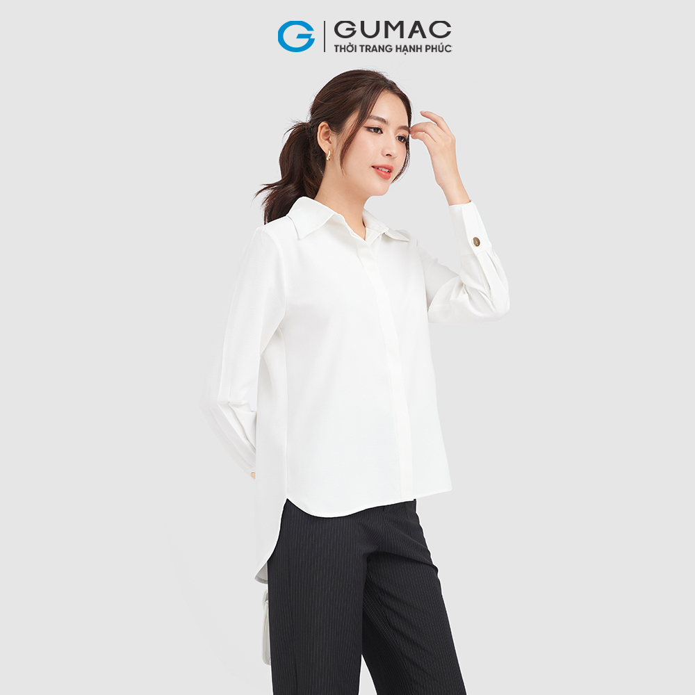 Áo sơ mi nữ GUMAC AC09029 tay dài phom suông rộng tà lệch