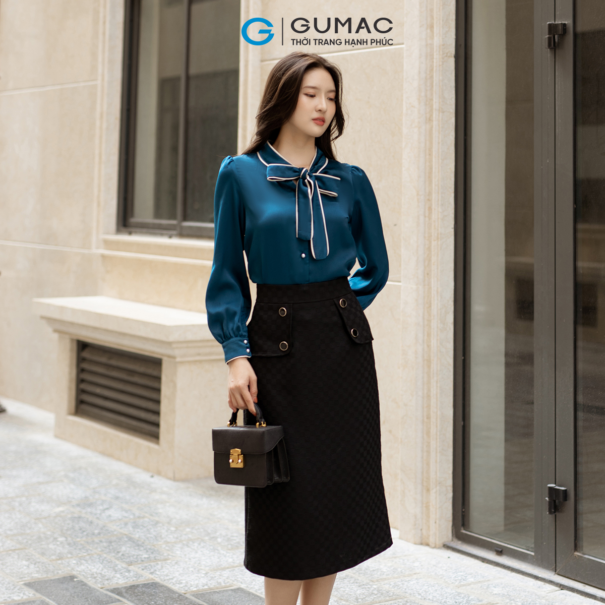 Chân váy phối tà GUMAC VD05002