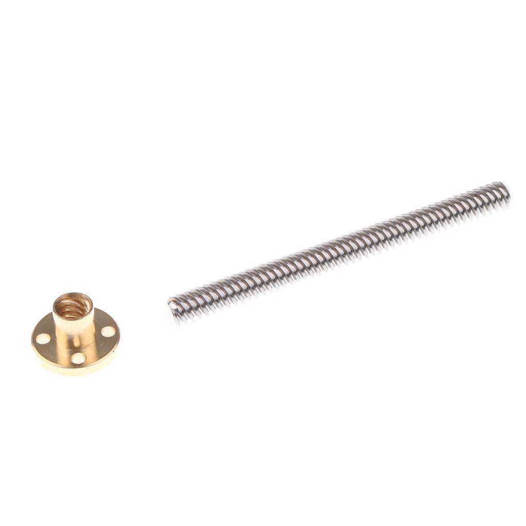 T8 8mm Dia Threaded Screw Rod+Screw Nut For 3D Printer Stepper Motor
