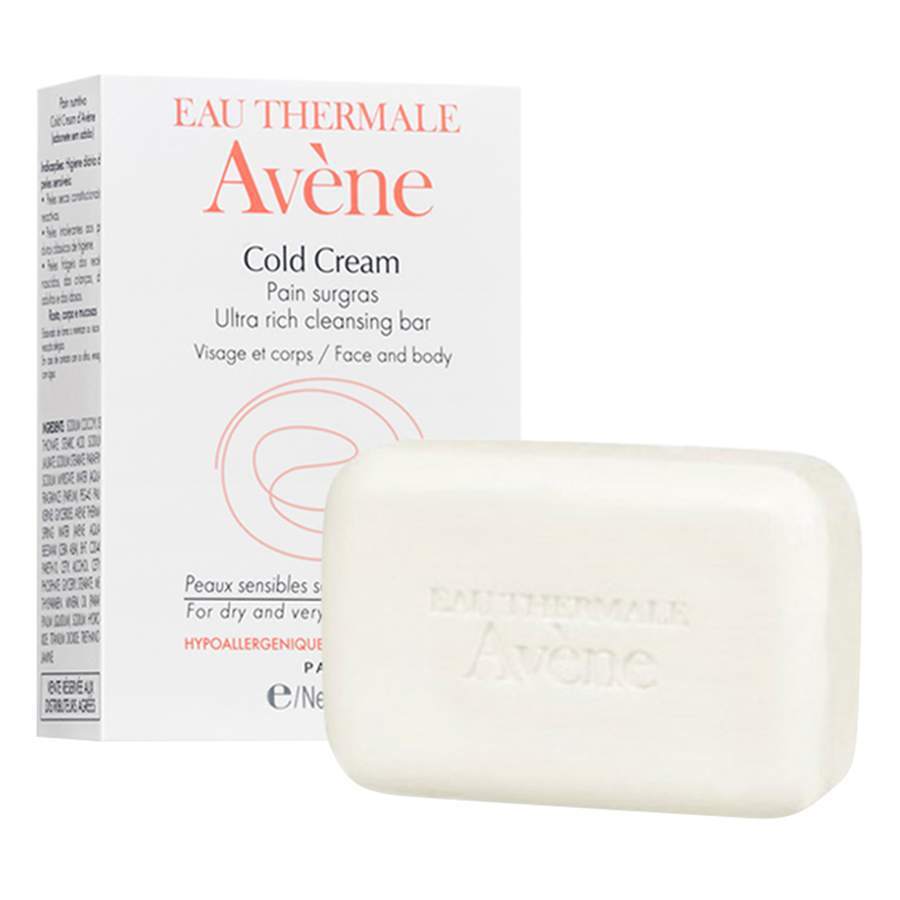 Thanh Kem Rửa Mặt Và Tắm Cho Da Khô Avène Cold Cream Ultra Rich Soapfree Cleansing Bar (100ml)