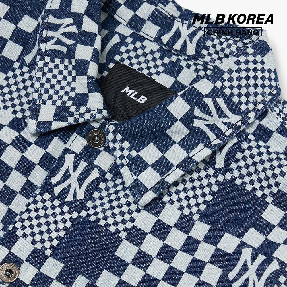 MLB - Áo sơ mi tay ngắn Checkerboard Monogram Denim 3ADRMN623