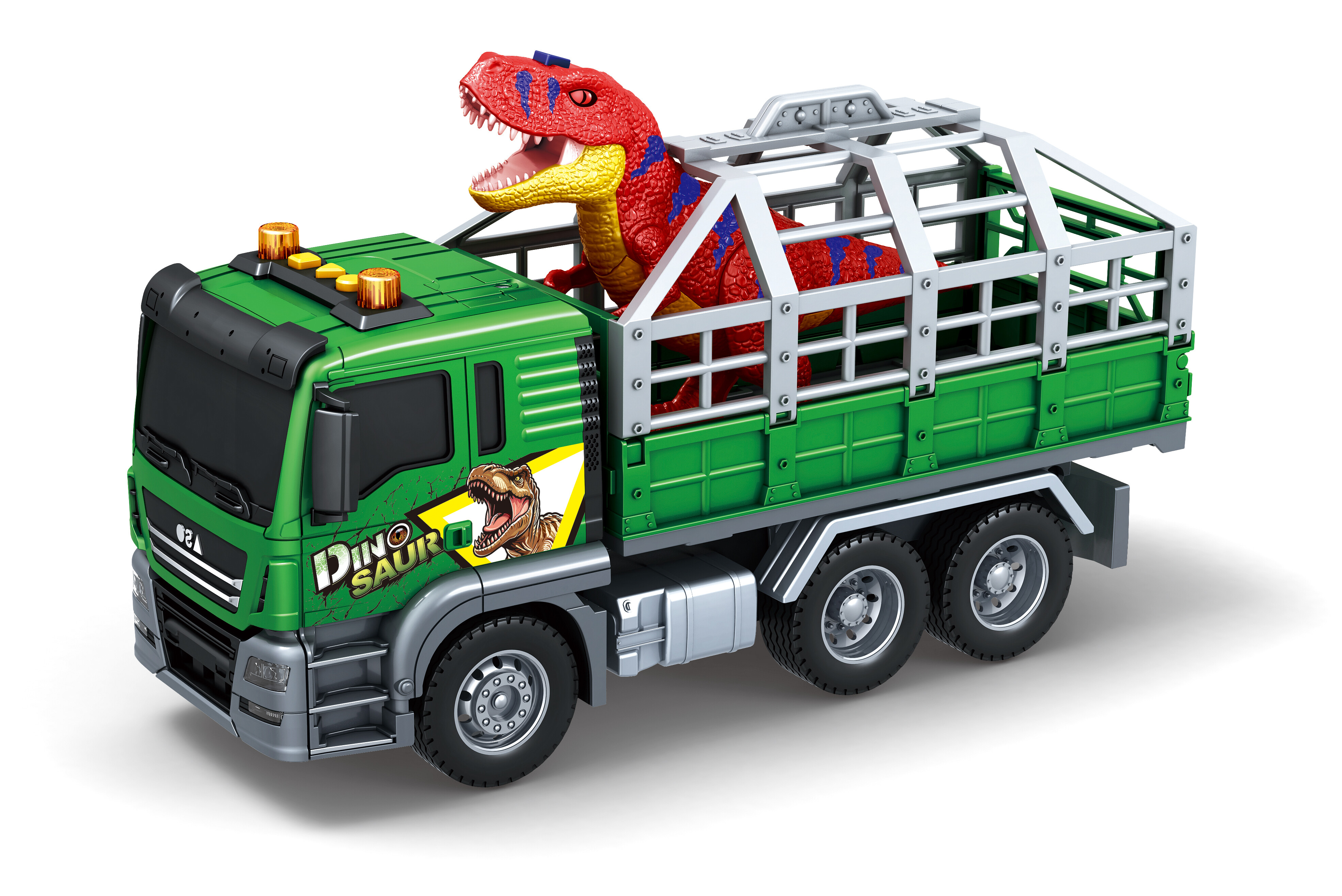 TOYSTAR - 666-68T Mô hình đồ chơi xe vận chuyển Khủng long tỉ lệ 1:10 có âm thanh và đèn (KT 31x12x17cm)